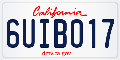 CA license plate 6UIB017