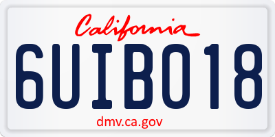 CA license plate 6UIB018
