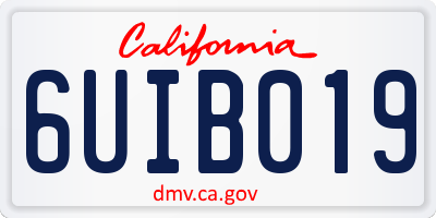 CA license plate 6UIB019
