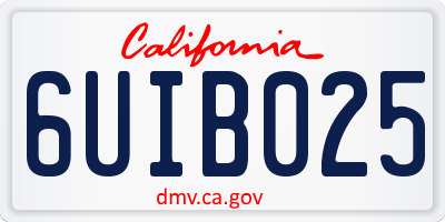 CA license plate 6UIB025