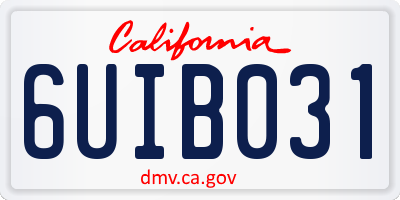 CA license plate 6UIB031