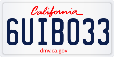 CA license plate 6UIB033