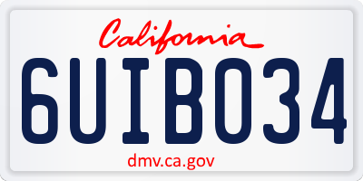 CA license plate 6UIB034