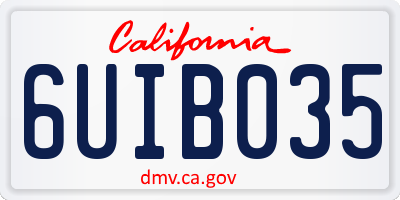 CA license plate 6UIB035