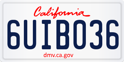 CA license plate 6UIB036