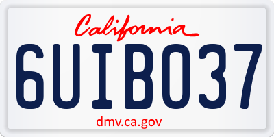CA license plate 6UIB037