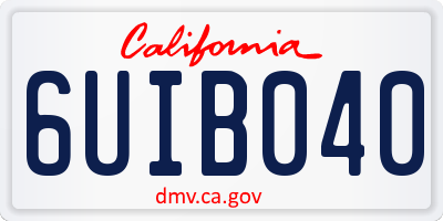 CA license plate 6UIB040