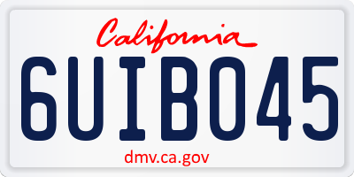 CA license plate 6UIB045