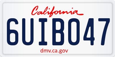 CA license plate 6UIB047