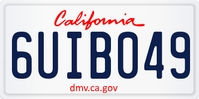 CA license plate 6UIB049