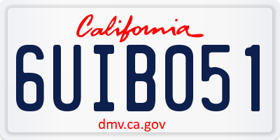 CA license plate 6UIB051
