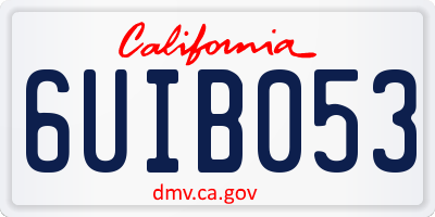 CA license plate 6UIB053