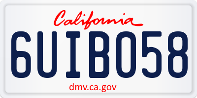 CA license plate 6UIB058
