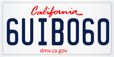 CA license plate 6UIB060