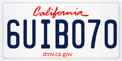 CA license plate 6UIB070