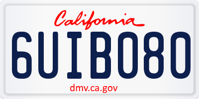 CA license plate 6UIB080