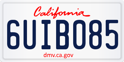 CA license plate 6UIB085