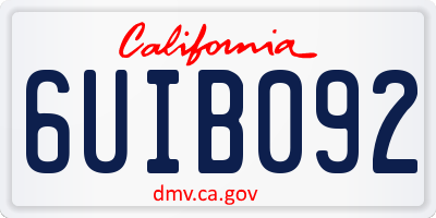 CA license plate 6UIB092