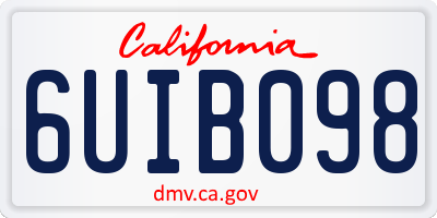 CA license plate 6UIB098