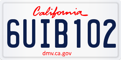 CA license plate 6UIB102