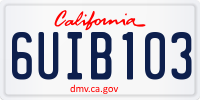 CA license plate 6UIB103