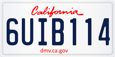 CA license plate 6UIB114