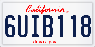 CA license plate 6UIB118