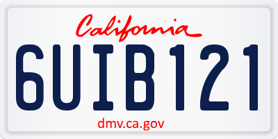 CA license plate 6UIB121