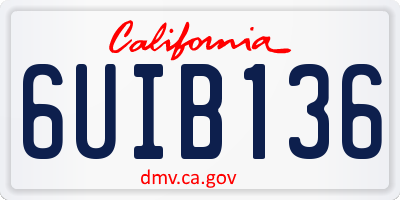 CA license plate 6UIB136