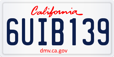 CA license plate 6UIB139