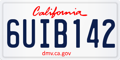 CA license plate 6UIB142