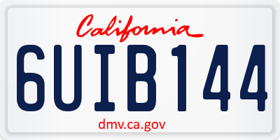 CA license plate 6UIB144