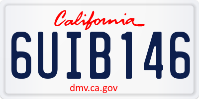 CA license plate 6UIB146