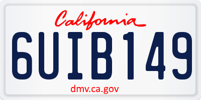 CA license plate 6UIB149