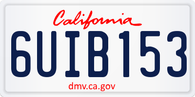 CA license plate 6UIB153