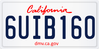 CA license plate 6UIB160