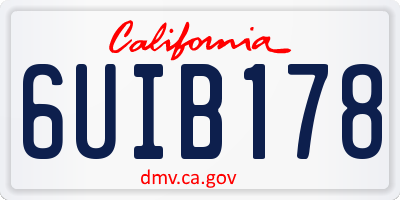 CA license plate 6UIB178