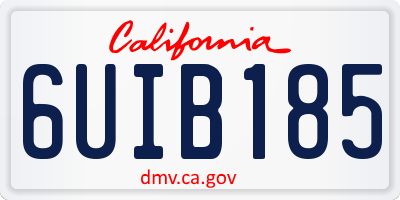 CA license plate 6UIB185