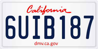 CA license plate 6UIB187