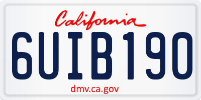 CA license plate 6UIB190