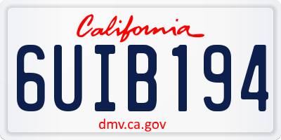 CA license plate 6UIB194
