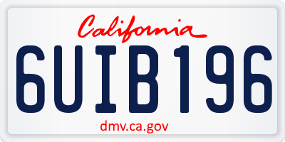CA license plate 6UIB196