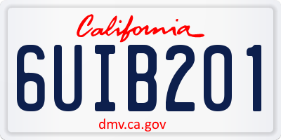 CA license plate 6UIB201