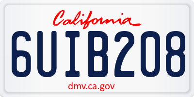 CA license plate 6UIB208
