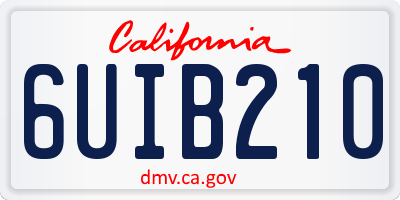 CA license plate 6UIB210