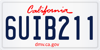 CA license plate 6UIB211