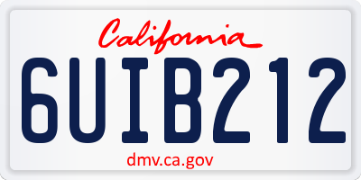 CA license plate 6UIB212