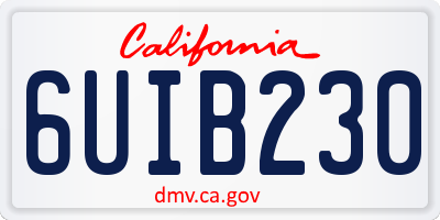 CA license plate 6UIB230