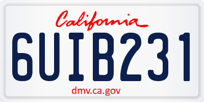 CA license plate 6UIB231