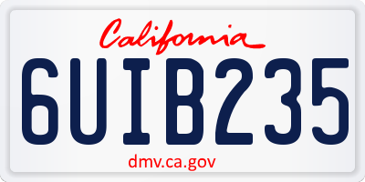 CA license plate 6UIB235